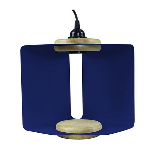 Suspension E27 abat-jour métal pliable av. fiche et inter. L.2m blue