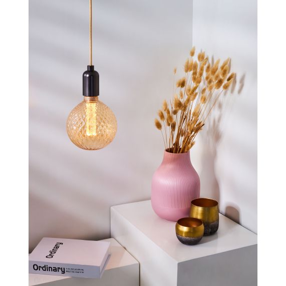 Globe G125 E27 strie ambre 3,5W 120lm 1800K dim