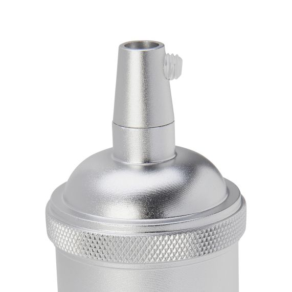 Douille Acier E27 Filetée avec Bague Argent