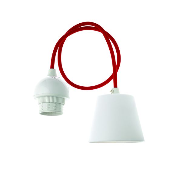 FS MONTURE E27 BLANC CABL TEXT. ROUGE L.80