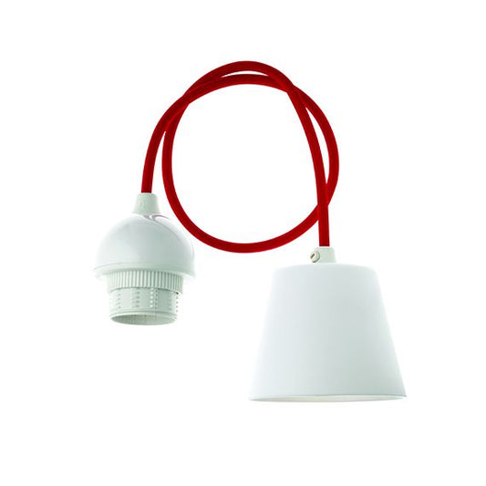 FS MONTURE E27 BLANC CABL TEXT. ROUGE L.80