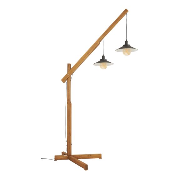 MICHIO - Floor lamp wood - 2 pendant lamps