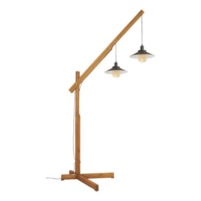 MICHIO - Floor lamp wood - 2 pendant lamps