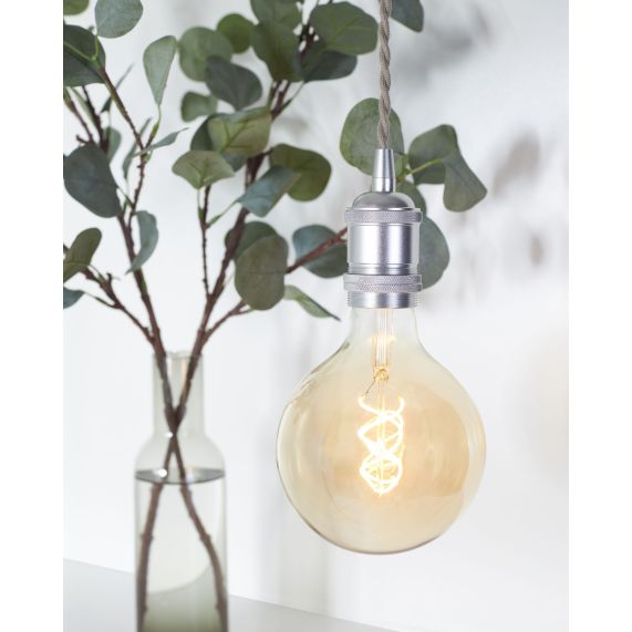 Douille Acier E27 Filetée avec Bague Argent