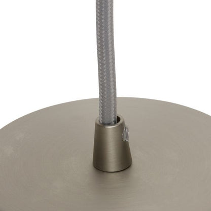 Suspension Douille Cylindre Filetée E27 et Pavillon Acier Gris Clair Métallisé + Câble Textile Gris 2 Mètres