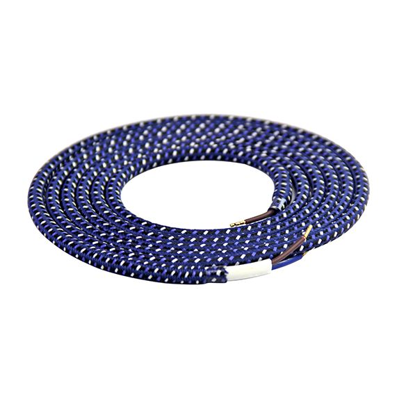 FS Câble Textile Rond 2x0,75mm2 Double Isolation Noir Bleu Blanc 2 Mètres