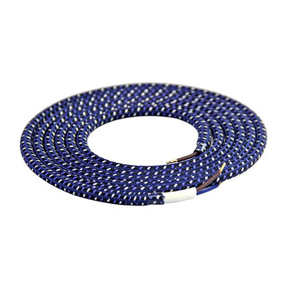 FS Câble Textile Rond 2x0,75mm2 Double Isolation Noir Bleu Blanc 2 Mètres