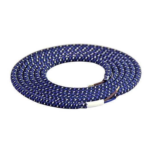 FS Câble Textile Rond 2x0,75mm2 Double Isolation Noir Bleu Blanc 2 Mètres