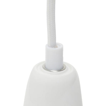 Suspension Douille E27 et Pavillon Céramique Blanche + Câble Textile Blanc 1 Mètre