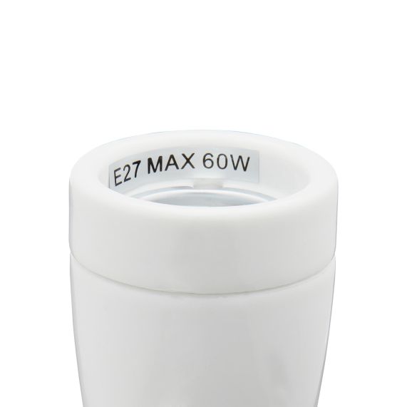 Douille E27 Céramique Sur Patère Blanche