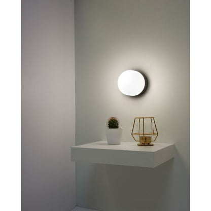 Applique porcelaine G9 hublot av. verrerie opaline noir