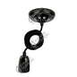 Suspension Douille E27 + Plafonnier Céramique Noir + Câble Textile Noir L1M