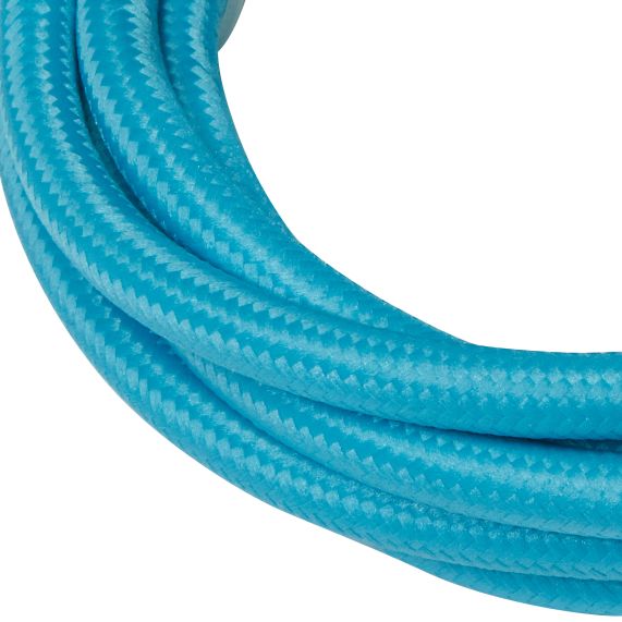 Câble Textile Rond 2x0,75mm2 Double Isolation Cyan 2 Mètres