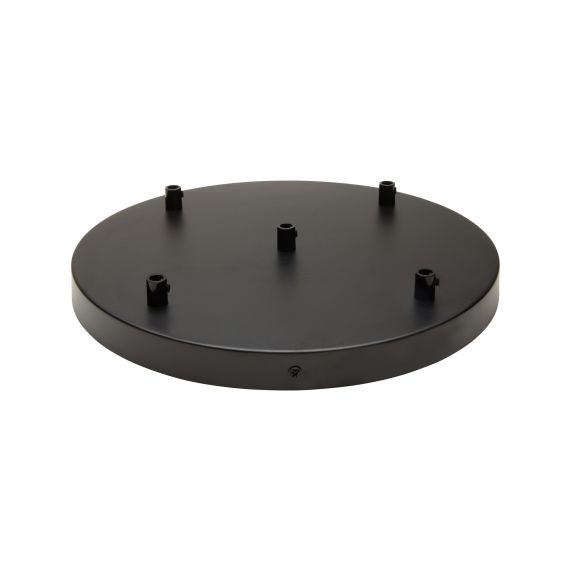 Plafonnier Acier D.300mm Noir 5 Sorties + Arrêts Pour Câbles D.6mm