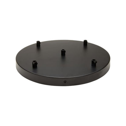 Plafonnier Acier D.300mm Noir 5 Sorties + Arrêts Pour Câbles D.6mm