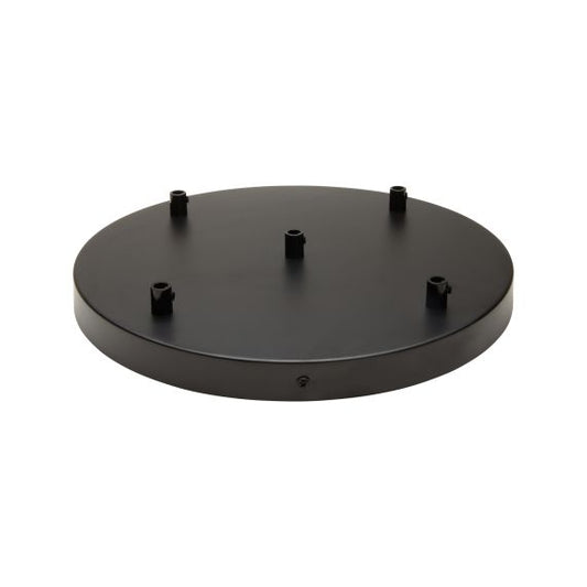 Plafonnier Acier D.300mm Noir 5 Sorties + Arrêts Pour Câbles D.6mm