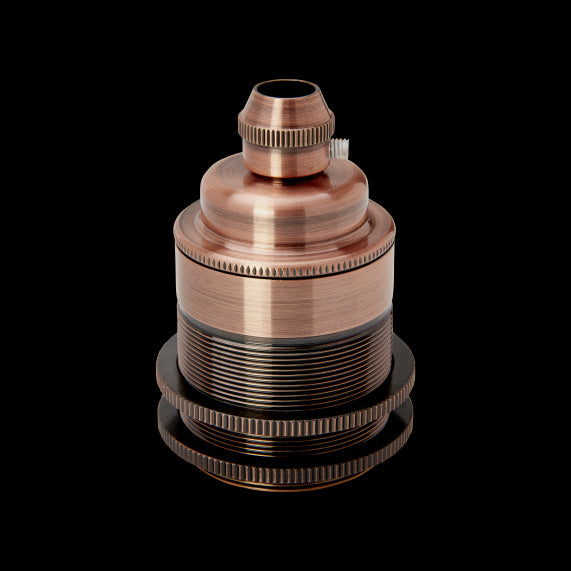 Douille Acier E27 Filetée avec Bague Cuivre Patiné