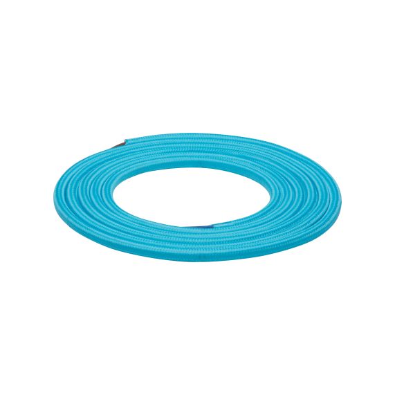Câble Textile Rond 2x0,75mm2 Double Isolation Cyan 2 Mètres