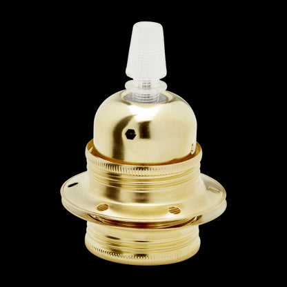 Douille E27 Filetée Acier Laitonné avec terre arrêt câble 2 Bagues