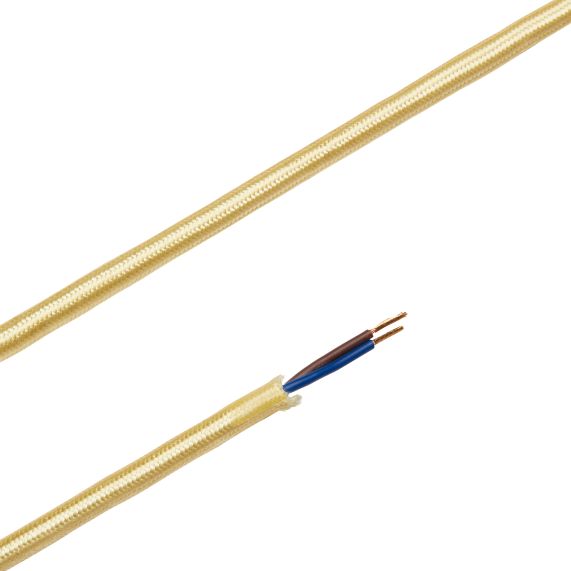 Câble Textile Rond 2x0,75mm2 Double Isolation Or 2 Mètres