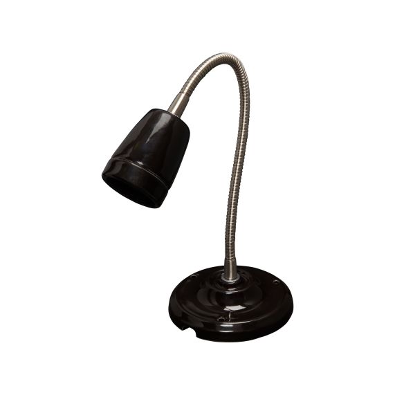 Applique Pavillon Et Douille E27 Céramique Noire + Flexible Chromé