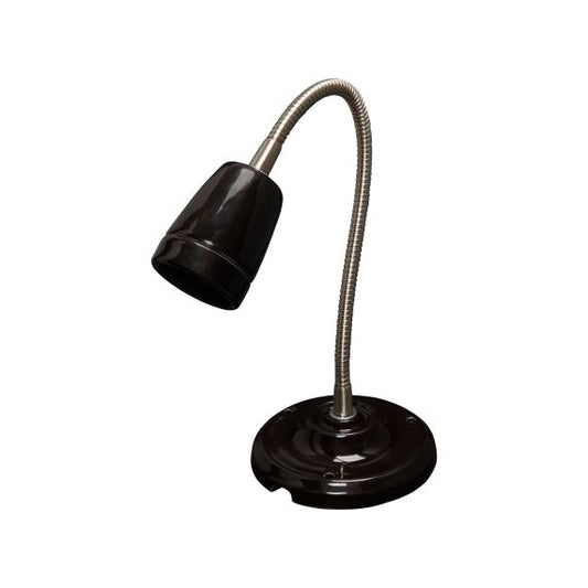 Applique Pavillon Et Douille E27 Céramique Noire + Flexible Chromé