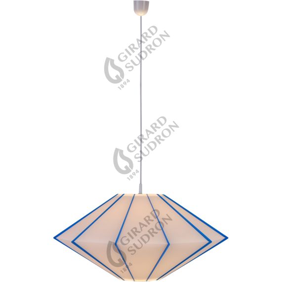 Suspension E27 Max.40W abat-jour PVC Blanc et Bleu extérieur / intérieur cable PVC L.100cm Blanc