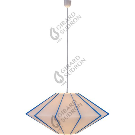 Suspension E27 Max.40W abat-jour PVC Blanc et Bleu extérieur / intérieur cable PVC L.100cm Blanc