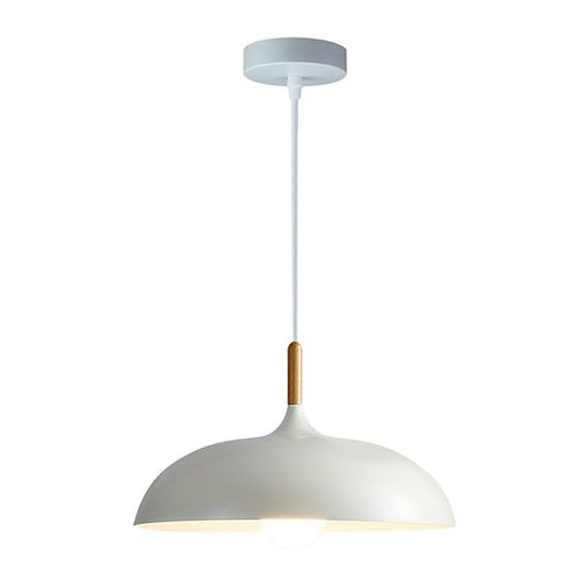 FS EL Suspension E27 Max.60W abat-jour Alu Blanc Mat et Bois clair extérieur / Blanc intérieur cable PVC L