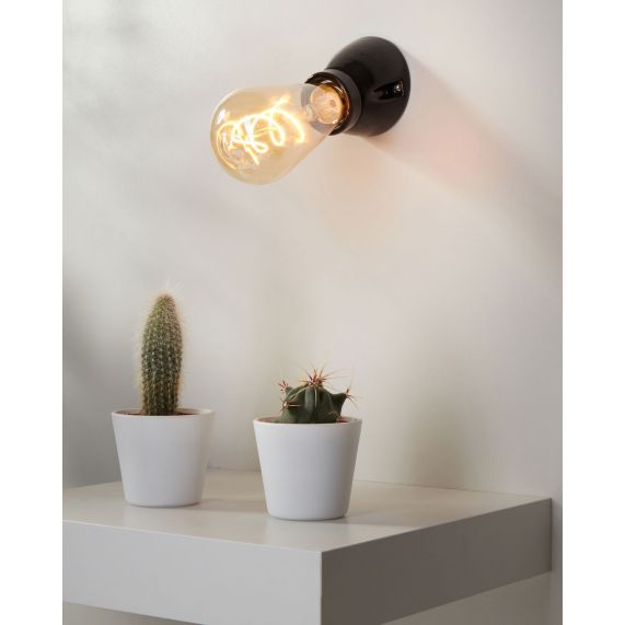 Applique porcelaine E27 conique incliné noir