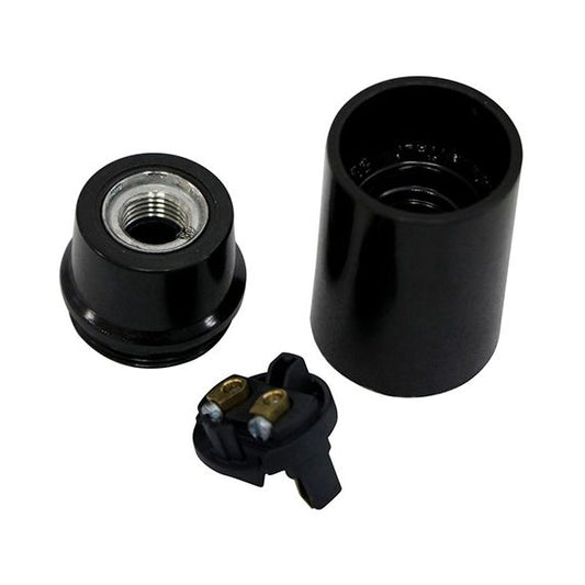 Douille démontée E12 à chemise lisse noire culot H. 21 mm