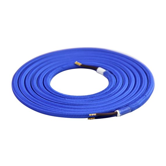 Câble Textile Rond 2x0,75mm2 Double Isolation Bleu Azur 2 Mètres