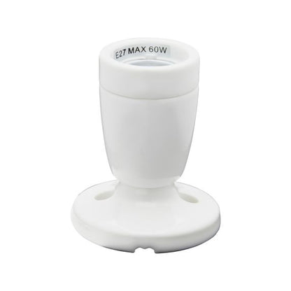 Douille E27 Céramique Sur Patère Blanche