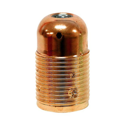 Douille E14 à chemise filetée acier cuivré avec terre