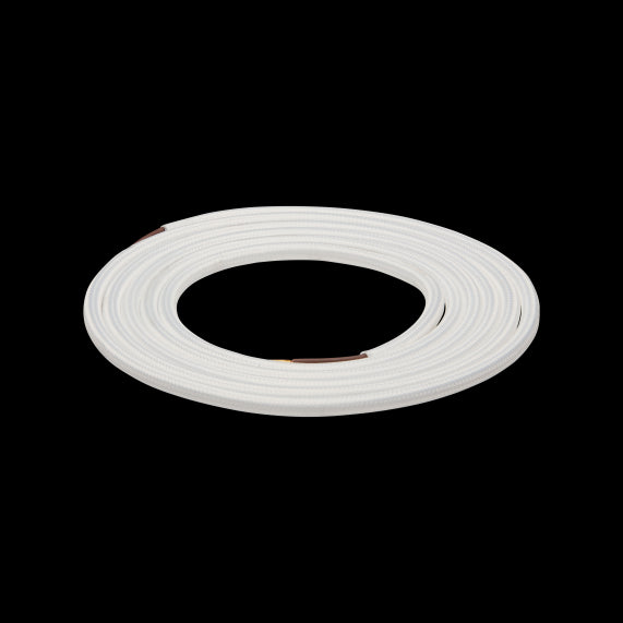 Câble Textile Rond 2x0,75mm2 Double Isolation Blanc 2 Mètres