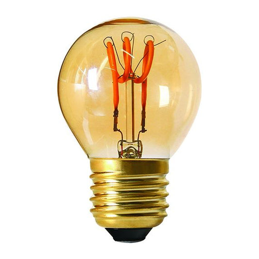 Sphérique G45 Filament LED Torsadée 3W E27 100lm Dim. Ambre