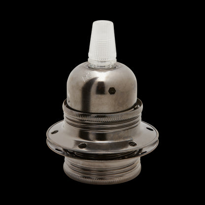 Douille E27 Filetée Acier Gris Anthracite Avec Terre Arrêt Câble 2 Bagues