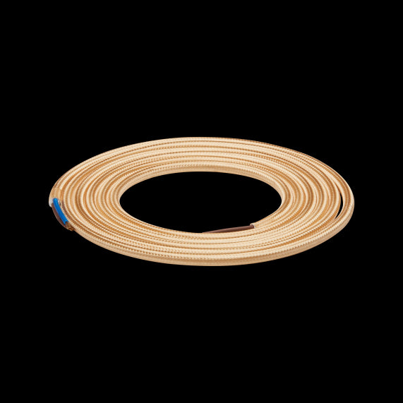 Câble Textile Rond 2x0,75mm2 Double Isolation Beige 2 Mètres