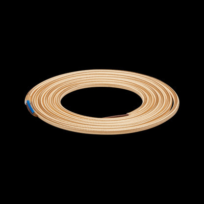 Câble Textile Rond 2x0,75mm2 Double Isolation Beige 2 Mètres
