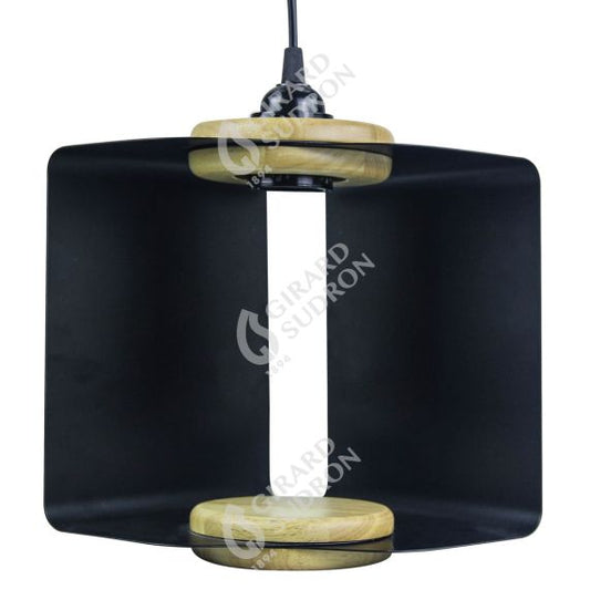 Suspension E27 abat-jour métal pliable av. fiche et inter. L.2m black