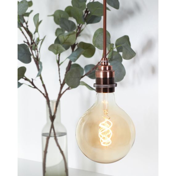 Douille Acier E27 Filetée avec Bague Cuivre Patiné