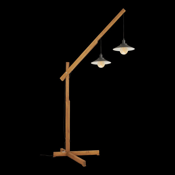 MICHIO - Floor lamp wood - 2 pendant lamps