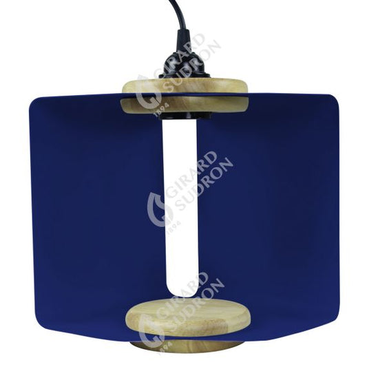 Suspension E27 abat-jour métal pliable av. fiche et inter. L.2m blue