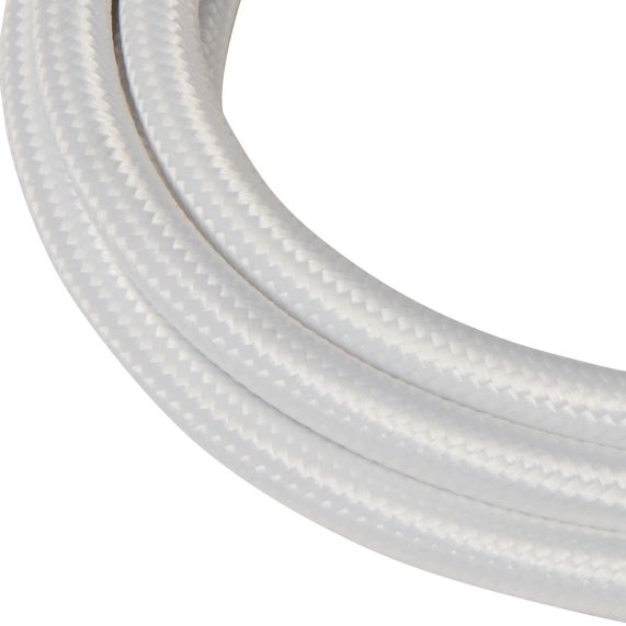 Câble Textile Rond 2x0,75mm2 Double Isolation Blanc 2 Mètres