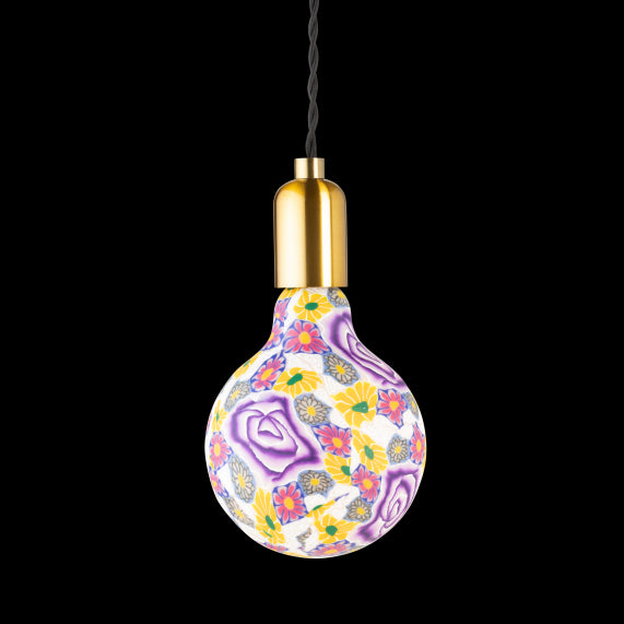 Globe imprimé floral G125, Filament LED, 4W, E27, 2400K, Dim