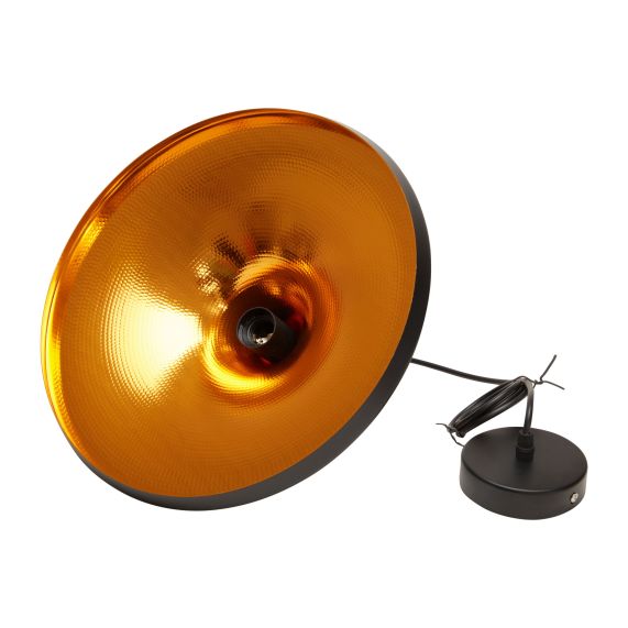 FS EL Suspension E27 abat-jour métal Noir extérieur / Doré Intérieur cable PVC L.100cm