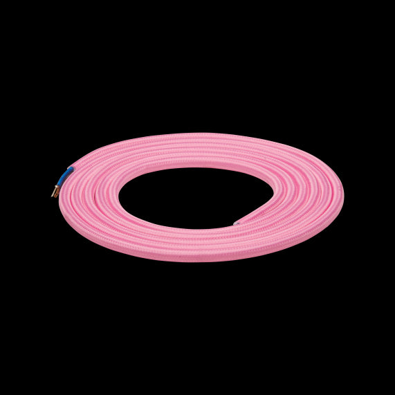 Câble Textile Rond 2x0,75mm2 Double Isolation Rose 2 Mètres