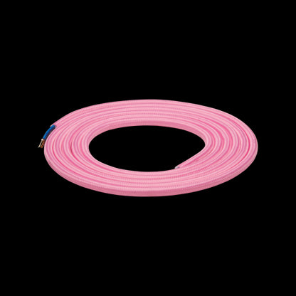 Câble Textile Rond 2x0,75mm2 Double Isolation Rose 2 Mètres