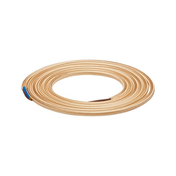 Câble Textile Rond 2x0,75mm2 Double Isolation Beige 2 Mètres