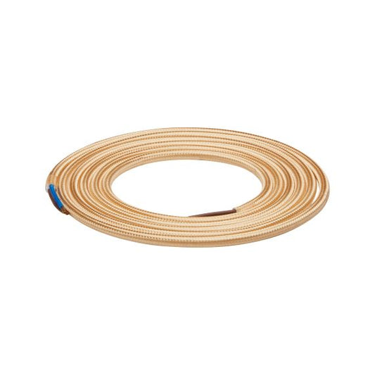 Câble Textile Rond 2x0,75mm2 Double Isolation Beige 2 Mètres